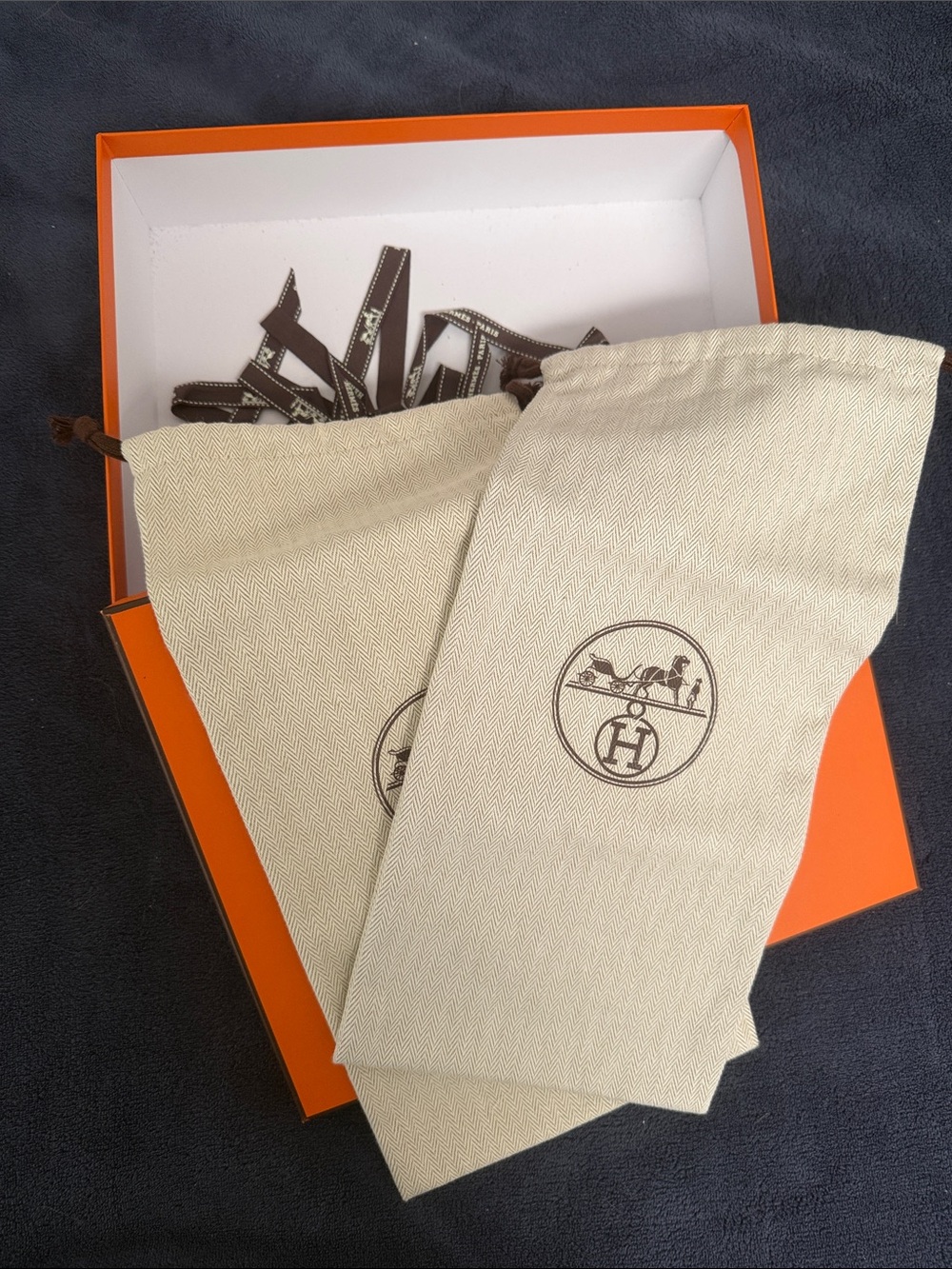Hermes Oran Sandals Box, Dust Bags & Ribbon